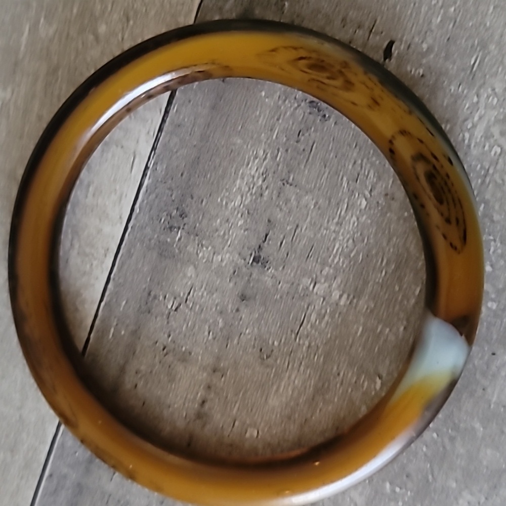 Brown Jade Bangle Bracelet Small - Picture 2 of 4